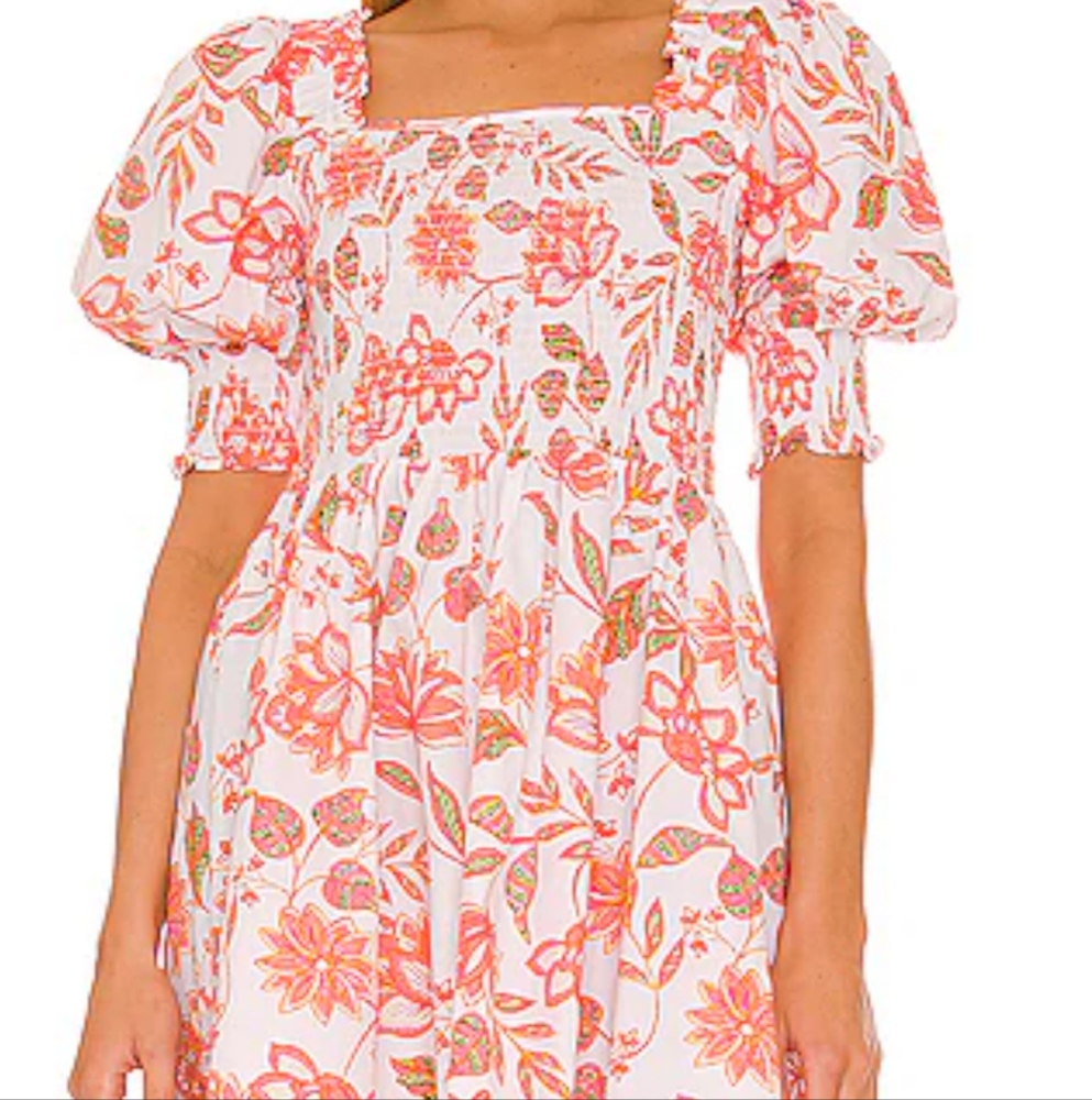 1.STATE Smocked Floral Mini Dress XL Cotton
